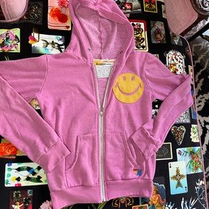Aviator Nation KIDS Pink Smiley Face Hoody Sz. 12
